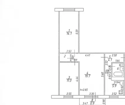 3-к кв. Татарстан, Казань ул. Маршала Чуйкова, 24 (59.6 м)