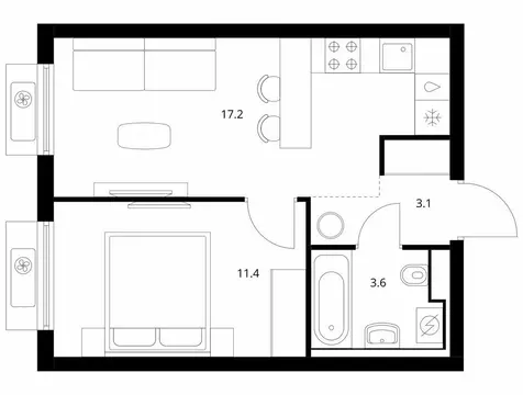 1-комнатная квартира: Санкт-Петербург, жилой комплекс Витебский Парк ...
