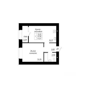 1-к кв. Башкортостан, Стерлитамак Прибрежный мкр,  (43.4 м)
