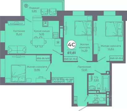 3-к кв. Ростовская область, Ростов-на-Дону Левенцовский мкр, ...