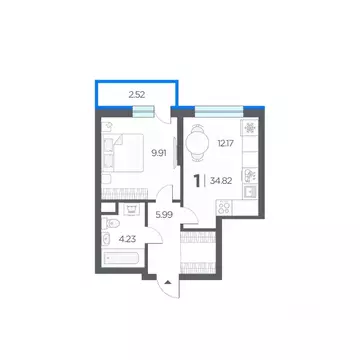 1-к кв. Рязанская область, Рязанский район, Дядьковское с/пос, с. ...
