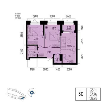 3-к кв. Башкортостан, Уфа Глумилино-1 мкр, Новатор жилой комплекс ...