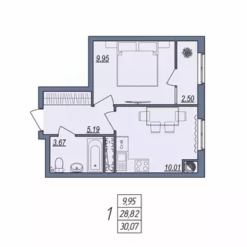 1-к кв. Волгоградская область, Волгоград ул. Тракторостроителей, 31/1 ...