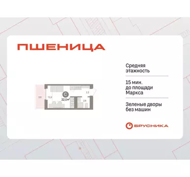 Квартира-студия: Новосибирский район, рабочий посёлок Краснообск, ...