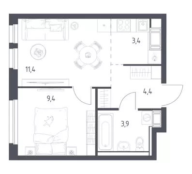 1-комнатная квартира: Мытищи, 1-й Стрелковый переулок, 5к1 (32 м)