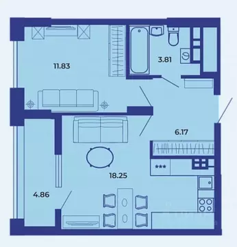 1-к кв. Брянская область, Брянск ул. Комарова, 47 (44.9 м)