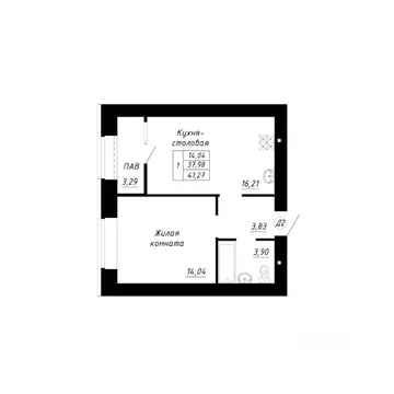 1-к кв. Башкортостан, Стерлитамак Прибрежный мкр,  (41.27 м)