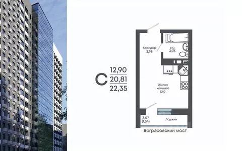 Студия Воронежская область, Воронеж Нижняя ул., 32 (22.35 м)