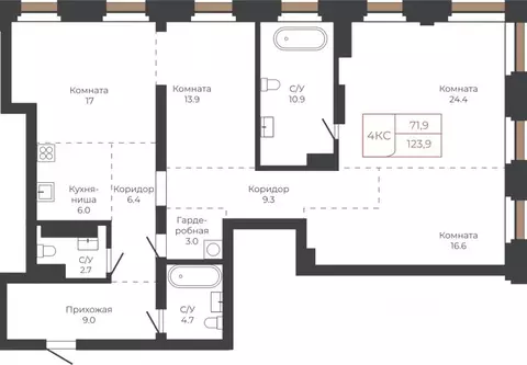 4-к кв. Алтайский край, Барнаул пл. Баварина, 8к1 (123.4 м)
