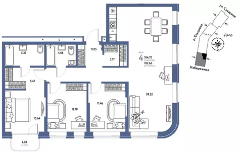 4-к кв. Новосибирская область, Новосибирск Сухарная ул., 109/2 (104.7 ...