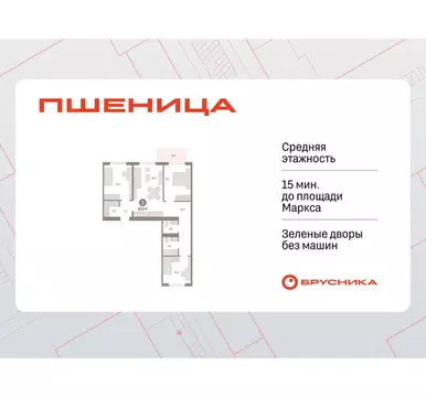 3-комнатная квартира: Новосибирский район, рабочий посёлок Краснообск, ...