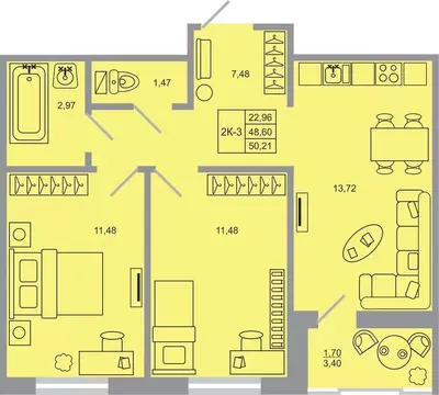 2-к кв. Ленинградская область, Всеволожский район, пос. Бугры Стороны ...