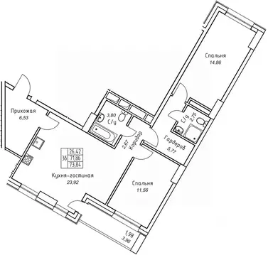 3-к кв. Саха (Якутия), Якутск 11-й кв-л,  (73.84 м)