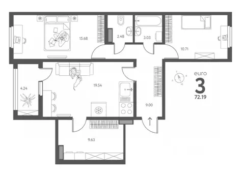 2-к кв. Липецкая область, Липецк ул. Перова, 2Д (61.6 м)