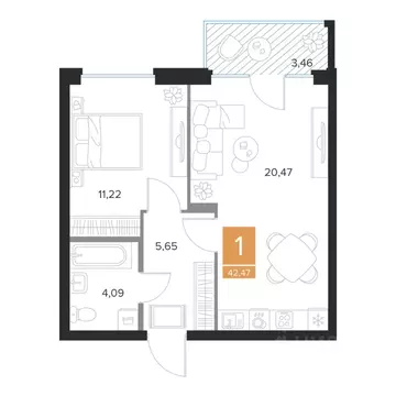 1-к кв. Курская область, Курск Парковый квартал Чувства жилой комплекс ...