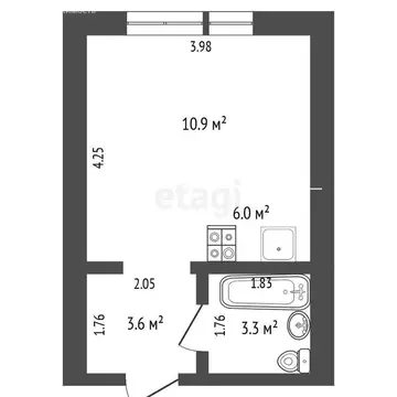 Квартира-студия: Тюмень, Полевая улица, 117к8 (21.6 м)