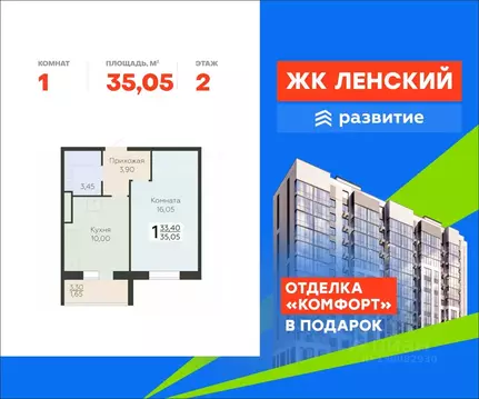 1-к кв. Ленинградская область, Всеволожск Южный мкр, Радужный жилой ...