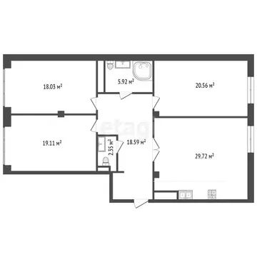 3-комнатная квартира: Нальчик, Профсоюзная улица, 236 (71 м)