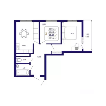 2-к кв. Башкортостан, Уфа Затон-Восточный жилрайон, Паруса жилой ...