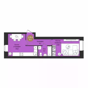 1-к кв. Вологодская область, Вологда Старое ш. (39.3 м)