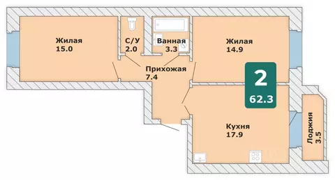 2-к кв. Чувашия, Чебоксары Новый Город мкр, Время жить жилой комплекс ...