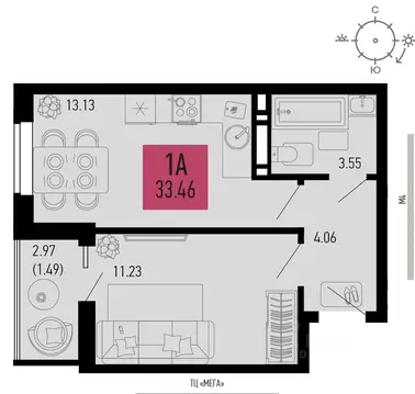 1-к кв. Ростовская область, Аксай  (33.46 м)