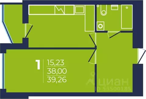 1-к кв. Башкортостан, Уфа просп. Дружбы Народов, 51 (39.3 м)