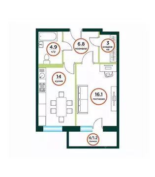 1-к кв. Красноярский край, Красноярск городской округ, пос. Солонцы ...