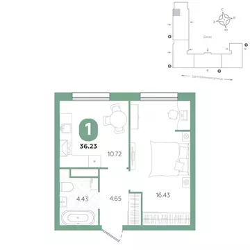 1-комнатная квартира: Тюменский муниципальный округ, село Горьковка, ...