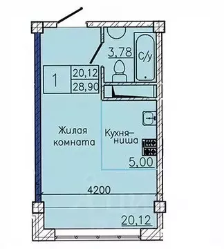 Студия Ставропольский край, Пятигорск ул. Ермолова, 28А (28.9 м)