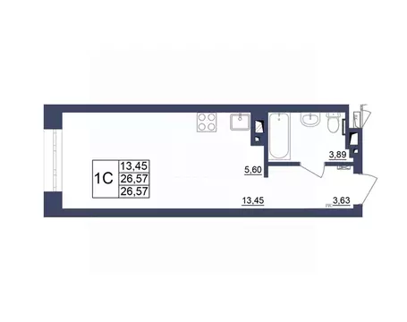 Студия Башкортостан, Уфа Космос жилой комплекс, лит1 (26.57 м)