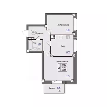 2-к кв. Псковская область, Псковский район, Завеличенская волость, д. ...