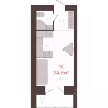 1-к кв. Алтайский край, Новоалтайск ул. Южсиба, 52А (24.6 м)