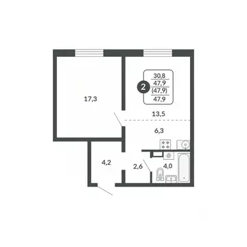 2-к кв. Кировская область, Киров Московская ул., 209 (47.9 м)