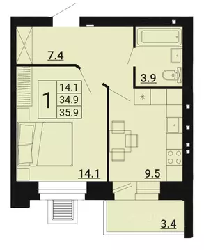 1-к кв. Орловская область, Орловский район, д. Образцово бул. Героев, ...