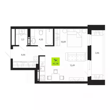 1-к кв. Томская область, Томск Уютный жилой квартал, ул. Маяковского, ...