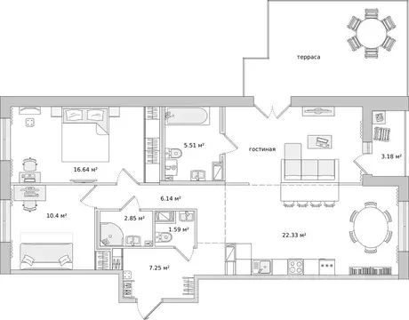 2-к кв. Санкт-Петербург Белоостровская ул., 10к2 (87.7 м)