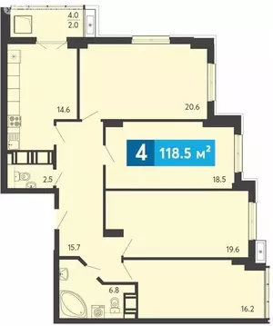 4-комнатная квартира: Засечное, Прибрежный бульвар, 5 (118.5 м)