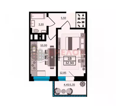 1-к кв. Ростовская область, Ростов-на-Дону пос. Мирный, ул. ...