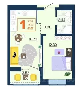 1-к кв. Брянская область, Брянск Московский мкр, Микрорайон Акватория ...