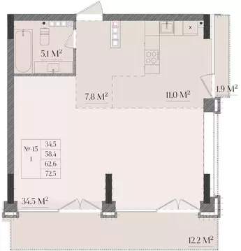 1-к кв. Нижегородская область, Нижний Новгород ул. Семашко, 17А/1 ...