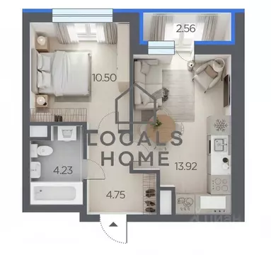 1-к кв. Рязанская область, Рязанский муниципальный округ, с. Дядьково ...