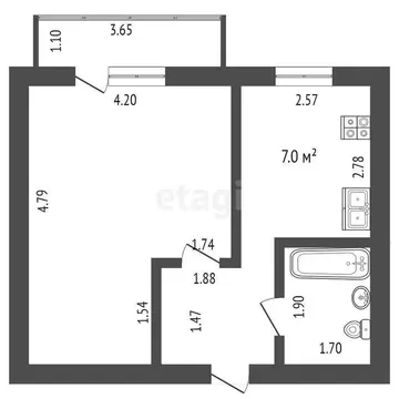 1-комнатная квартира: Тюмень, улица Ватутина, 28 (31.9 м)
