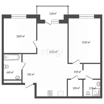 2-к кв. Тюменская область, Тюмень ул. Александра Звягина, 9 (64.6 м)