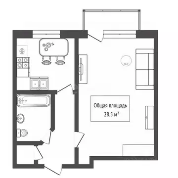1-к кв. Новосибирская область, Новосибирск ул. Печатников, 5 (28.5 м)
