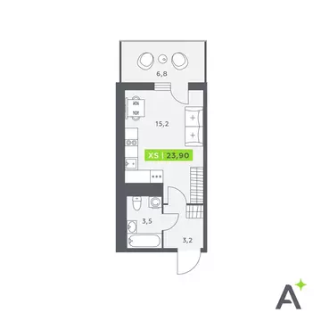 Квартира-студия: Кудрово, Солнечная улица, 4 (23.9 м)