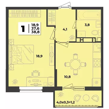 2-к кв. Краснодарский край, Краснодар  (62.2 м)