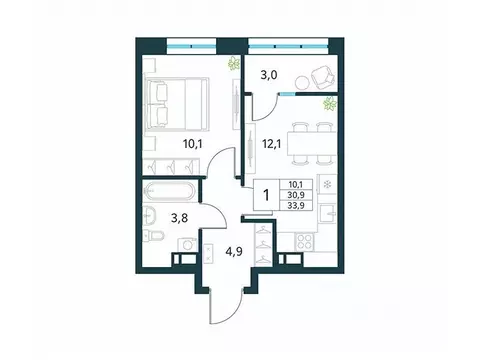 1-к кв. Забайкальский край, Чита Хороший мкр,  (33.9 м)