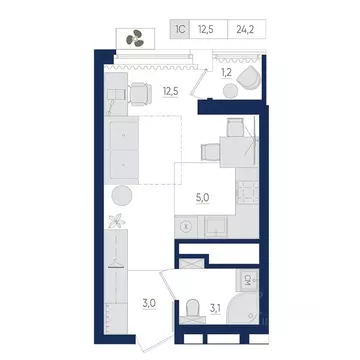 1-к кв. Башкортостан, Уфа ул. Евгения Столярова, 13 (24.2 м)