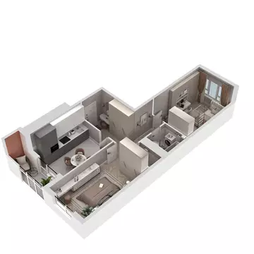 2-комнатная квартира: Ижевск, улица Е.М. Кунгурцева, 45к1 (55.6 м)